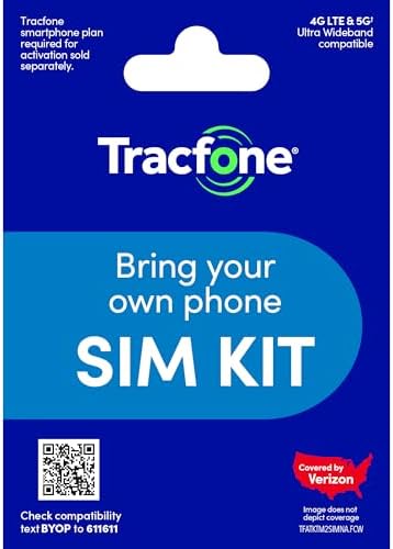 Tracfone - US Prepaid SIM Card (3 in 1) | Bring Your Own Phone Kit | Phone Plans Starting at $15/mo up to $50/mo | Nation-Wide 4G LTE/5G Coverage