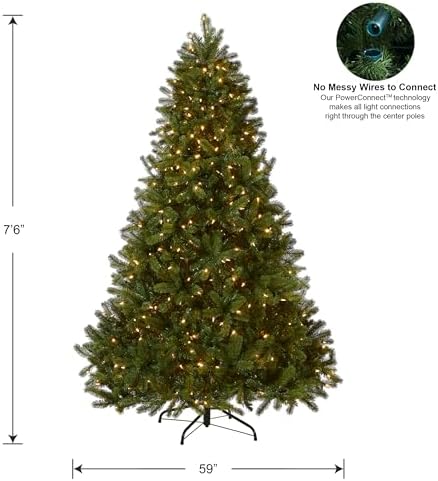 National Tree Company 7.5ft Pre-Lit Downswept Douglas Fir Christmas Tree | 750 LED Lights, 1,867 Tips, 10 Light Functions, PowerConnect, Foot Pedal, Includes Stand, Artificial, Green