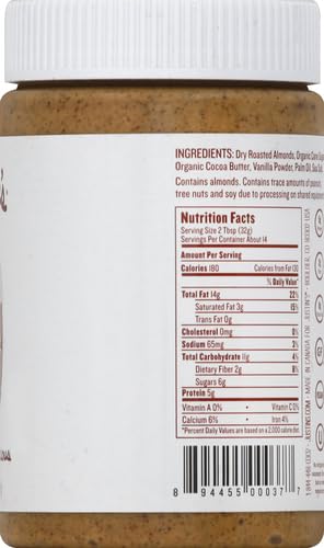 Justin's Vanilla Almond Butter, Gluten-free, Non-GMO, Vegan, Sustainably Sourced, 16 Ounce Jar