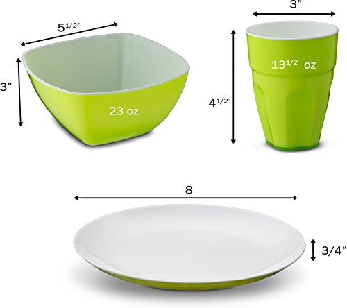Reusable Plastic Dinnerware Set (12pcs) – Ideal For Kids. Fancy Hard Plastic Plates