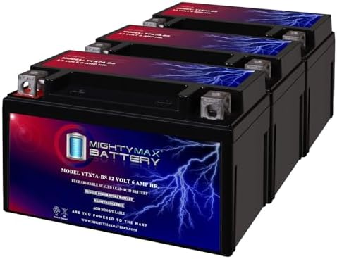 Mighty Max Battery YTX7A-BS -12 Volt 6 AH, 105 CCA, Rechargeable Maintenance Free SLA AGM Motorcycle Battery