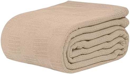 Linteum Textile Hospital Thermal SNAGLESS Spread Blanket, 100% Cotton (74x100 in, Blue)