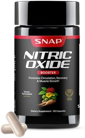 Snap Supplements Nitric Oxide Booster for Men & Women, 60 Vegan Capsules