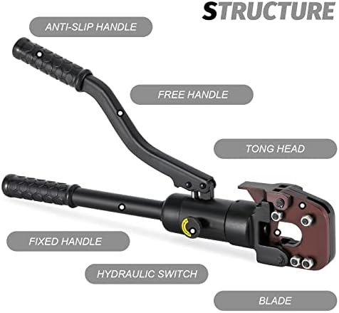 NEWTRY dia 32mm(1.26inch) Hydraulic Cable Rebar ACSR Cutter Heavy Duty 60KN Cutting Tool for Steel Wire Rope/Steel Strand/lron chain | Wire Cable