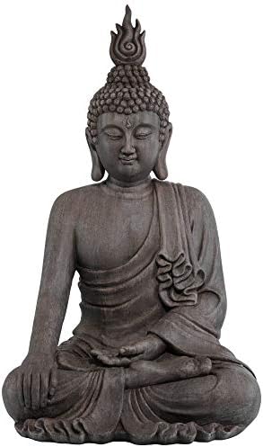 John Timberland Sitting Buddha 29 1/2" High Sandstone Outdoor Statue | Sculpture Zen Asian Japanese Garden Decor Front Porch Patio Yard Outside Home Balcony House Exterior Weathered Light Finish