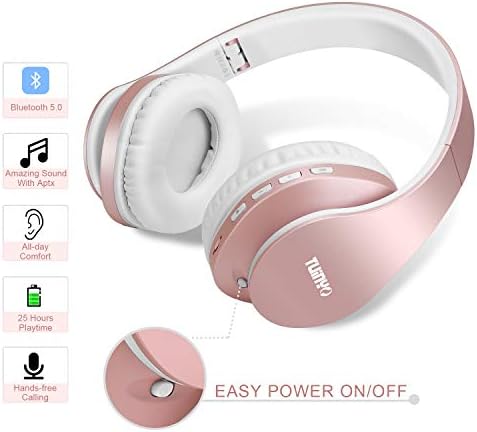TUINYO Wireless Headphones Over Ear, Bluetooth Headphones with Microphone, Foldable Stereo Wireless Headsetfor Travel Work TV PC Cellphone-Purple
