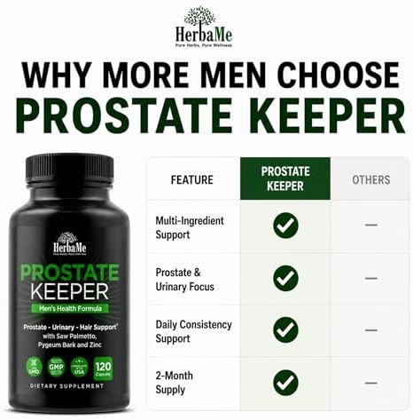 Prostate Health Supplement for Men & Urinary Support, 120 Capsules | Saw Palmetto, Pygeum Bark & Zinc for Healthy Urinary Flow, Bladder Comfort