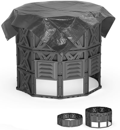 190 Gallon Large Outdoor Compost Bin, 720L Garden Composter with Aeration Vents, BPA-Free PP Panels, Modular Structure with Bottom Access Door and Lid