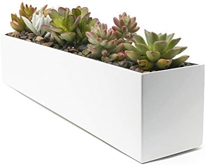 Buhbo Modern Metal Trough Rectangle Planter 32 inch, White
