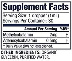 Vimergy Liquid Vitamin B12 Brain Function, 2500 mcg, Organic, 30 Servings | Brain Body Nourish*, Supports Oxygen and energy to the Brain*, Methylcobalamin & Adenosylcobalamin, Vegan, Non-GMO