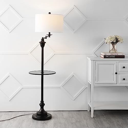 JONATHAN Y Cora 60" Metal Swing Arm Floor Lamp, Oil Rubbed Bronze/Clear