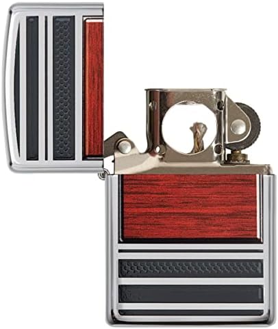 Zippo Wood Grain High Polish Chrome Pipe Pocket Lighter