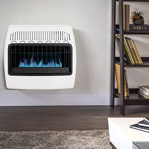 UTY 30,000 BTU Natural Gas / Propane Wall Heater for Indoor Use - Dual Fuel, with Fan Blower, white, 28 x 11 x 24