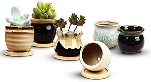 2.1 Inch Ceramic Small Succulent Pot,Plant Pots,Mini Flower Pots | Ceramic Succulent Pots with Drainage,Small Planter for Mini Plant Flowing Glaze Base Serial Set with Holes for Indoor,Outdoor