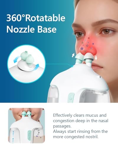 Sonmol Nasal Irrigation System with 50 Salt Packets for Congestion Relief | 2 Modes Sinus Rinse Machine, Self-Cleaning Nose Cleaner for Adult