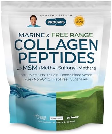 ANDREW LESSMAN ProCaps Marine Collagen Peptides with MSM Powder 60 Servings