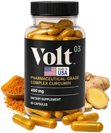 Volt03 Organic Turmeric Curcumin Capsules, 400mg Curcumin Complex, 60 Caps | 400mg curcumin complex supplement supporting joint health