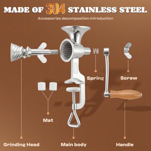 Moongiantgo Hand Crank Poppy Seed Grinder Mill Stainless Steel