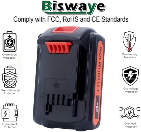 Biswaye 4.0Ah 20V Lithium Battery LBXR20 Compatible with Black and Decker 20V Max Battery LBXR2520 LBXR2020 LB2X3020 LBX20 LB2X4020 & LST522 LHT2220