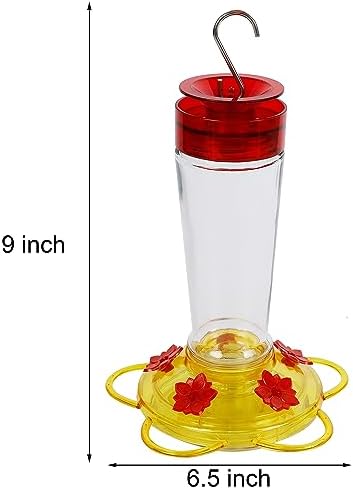 Shrdaepe Hummingbird Feeder, Glass Bottle Bird Feeders, 5 Feeding Ports, 10-Ounce Nectar Capacity