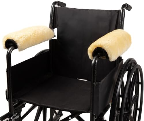 Natural Sheepskin Wheelchair Armrest Pads, Natural, 16 x 4 in