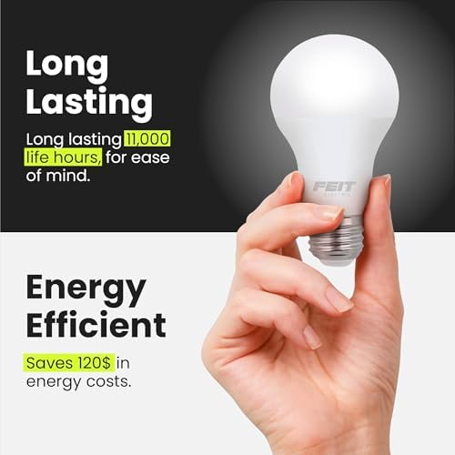 Feit Electric LED Light Bulbs, A19 60W Equivalent, Non-Dimmable, 800 Lumens, A19 LED Light Bulbs, E26 Base, 5000k Daylight, A19 LED Bulbs