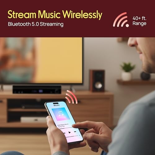 Pyle 5.2 Channel Bluetooth Home Theater Amplifier, 240 watts Peak Power, Microphone Input with Echo for Karaoke, ARC Hi-Def Input