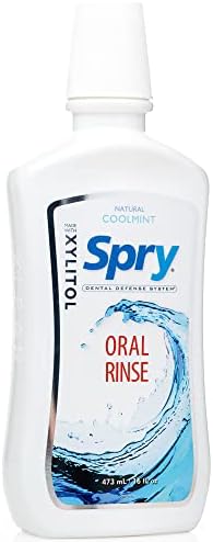 Spry Natural Xylitol Oral Rinse Mouthwash, Spearmint - 16 fl oz (Pack of 1) | Natural, Fluoride Free, Enamel Support, Low Alcohol, Gentle for Sensitive Mouth and Gum, Non-GMO, No Burn