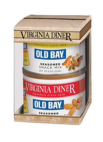 Virginia Diner Virginia Seasoned Triplet Gift Set & Peanut Sampler: Salted, Old Bay, Zatarain's Cajun Peanuts 10 Ounce (Pack of 3)