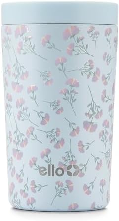 Ello Miri 16oz Insulated Stainless Steel Travel Mug with Slider Lid, Black Marble
