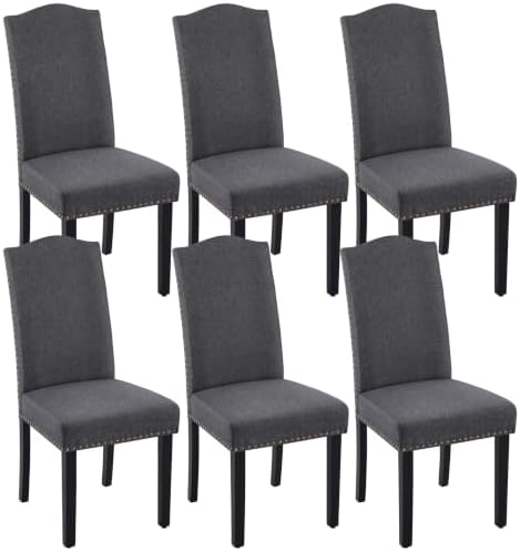Yaheetech Dining Chairs Set of 2 High Back Parson Chairs Khaki