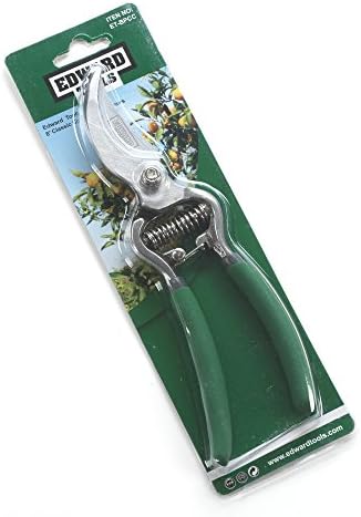 Edward Tools Classic Cut Bypass Pruners - Heavy Duty Forged Steel Pruning Shears - Cuts up to 1" Diameter - Safety Lock Design - Non Slip Grip