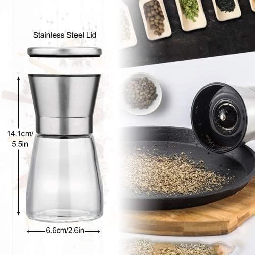 LessMo Salt and Pepper Grinder Set with Wooden Standing Tray