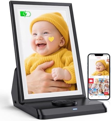 BIGASUO Digital Picture Frame, 10.1" Frameo Digital Frame WiFi with 32GB Memory, 1280x800 IPS Touch Screen