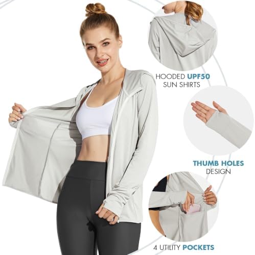baleaf Women's Sun Protection Hoodie Jacket UPF 50+ Full Zip with Pocket