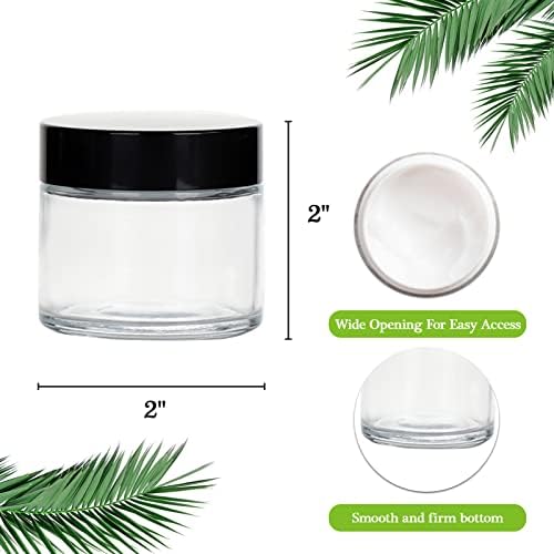 2 oz Glass Jars with Lids, Hoa Kinh 24 Pack Clear Small Cosmetic Glass Jars