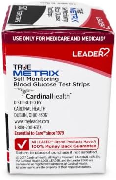 LEADER True Metrix Blood Glucose Test Strips for Diabetes, Tiny Blood Sample, Self-Monitoring, Triple Sense Technology, for Adults and Kids 12+