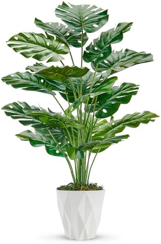 Toopify 19" Artificial Monstera Plant, Fake Plants for Indoor Outdoor Decor