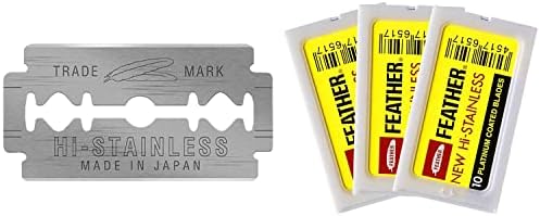 Feather Double Edge Safety Razor Blades - Platinum Coated Hi-Stainless Steel Razor Blades - Fits Most Safety Razors - Super Sharp for Close Shaves