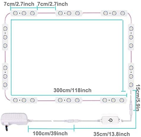 Led Vanity Mirror Lights, Hollywood Style Vanity Make Up Light, 10ft Ultra Bright White LED, Dimmable Touch Control Lights Strip