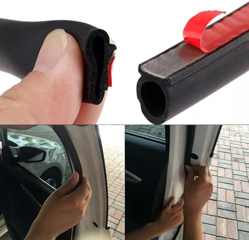 D-Shape Heavy Duty Weather Stripping 1/2"×7/16" Rubber Seal Weatherstrip Hollow with Bulb Door Gasket Strip(Self-Adhesive) for Automotive Truck RV