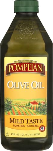 Pompeian Mild Taste Olive Oil - 68 fl oz (2 L) | Olive Oil for High Heat Cooking - Mild Flavor for Baking and Sauteing - High Smoke Point - Value Size