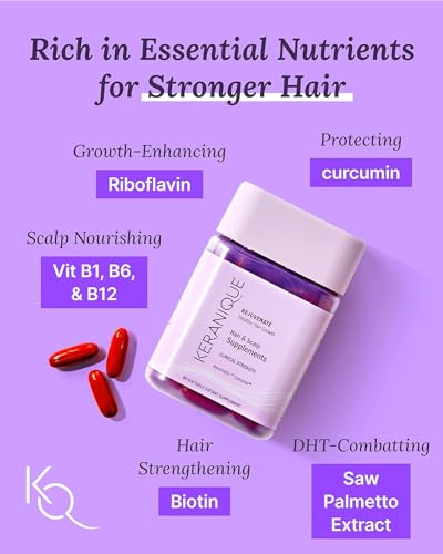 Keranique Hair Growth System - KeraViatin Vitamins with Biotin, Vitamin B, and Curcumin, Lift and Repair Treatment Spray for Instant Volume