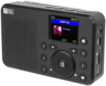 Ocean Digital WR-18 Handheld Portable Internet Radio, FM, Bluetooth Speaker, Micro SD, Rechargeable, 5 Preset Buttons, Dimmer, Auto-Off Timer