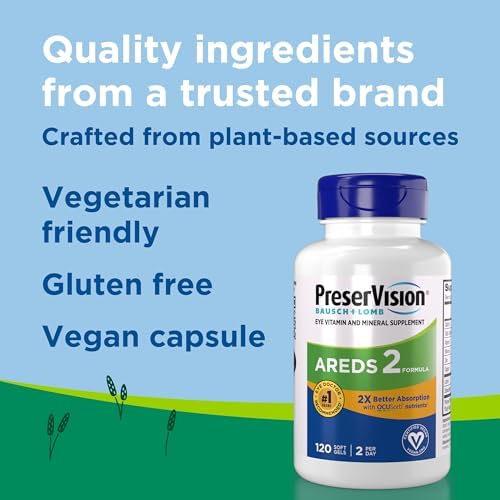 PreserVision AREDS 2 Eye Vitamins, #1 Eye Doctor Recommended Brand, Lutein and Zeaxanthin Supplement with Vitamin C, Vitamin E, Zinc, and Copper, 120 Softgels (Minigels)