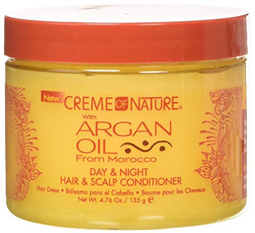 Creme of Nature Argan Oil from Morocco Day & Night Hair & Scalp Conditioner Hair Dress, Softens, Hydrates, Adds Shine & Improves Manageability, 4 oz