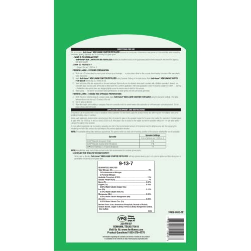Fertilome (10906) New Lawn Starter Fertilizer 9-13-7, 20 lbs | 9-13-7 seed & sod starter - Develops roots before rapid growth, safe for new lawns - Lawn starters