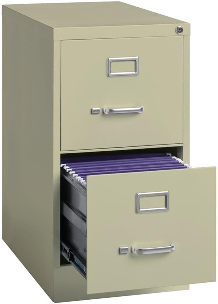Scranton & Co 22" 4-Drawer Metal Letter Width Vertical Filing Cabinet in Beige, Lockable, Sturdy Steel Construction, Office or Home Use, Durable Letter Size File Storage