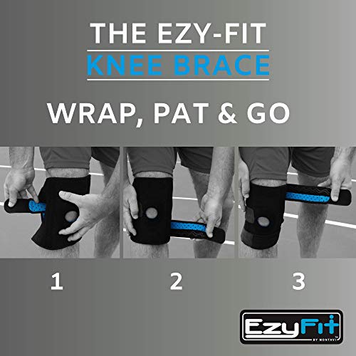 EzyFit Knee Brace Support Dual Stabilizers & Open Patella - Adjustable Breathable Neoprene for ACL Meniscus Tear Injury Recovery Comfort