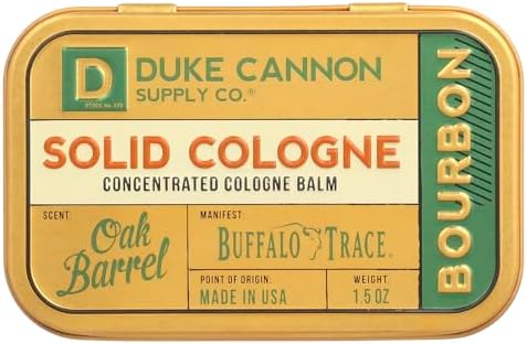 Duke Cannon Solid Cologne for Men, Bourbon Scent, Concentrated Balm, 1.5 oz | Woodsy charred oak barrel aroma inspired by classic bourbon craftsmanship
